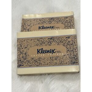 Lot of 2 Vintage Kleenex Tissue Box Travel Car Floral Brown Prop Jr 70s 80's
